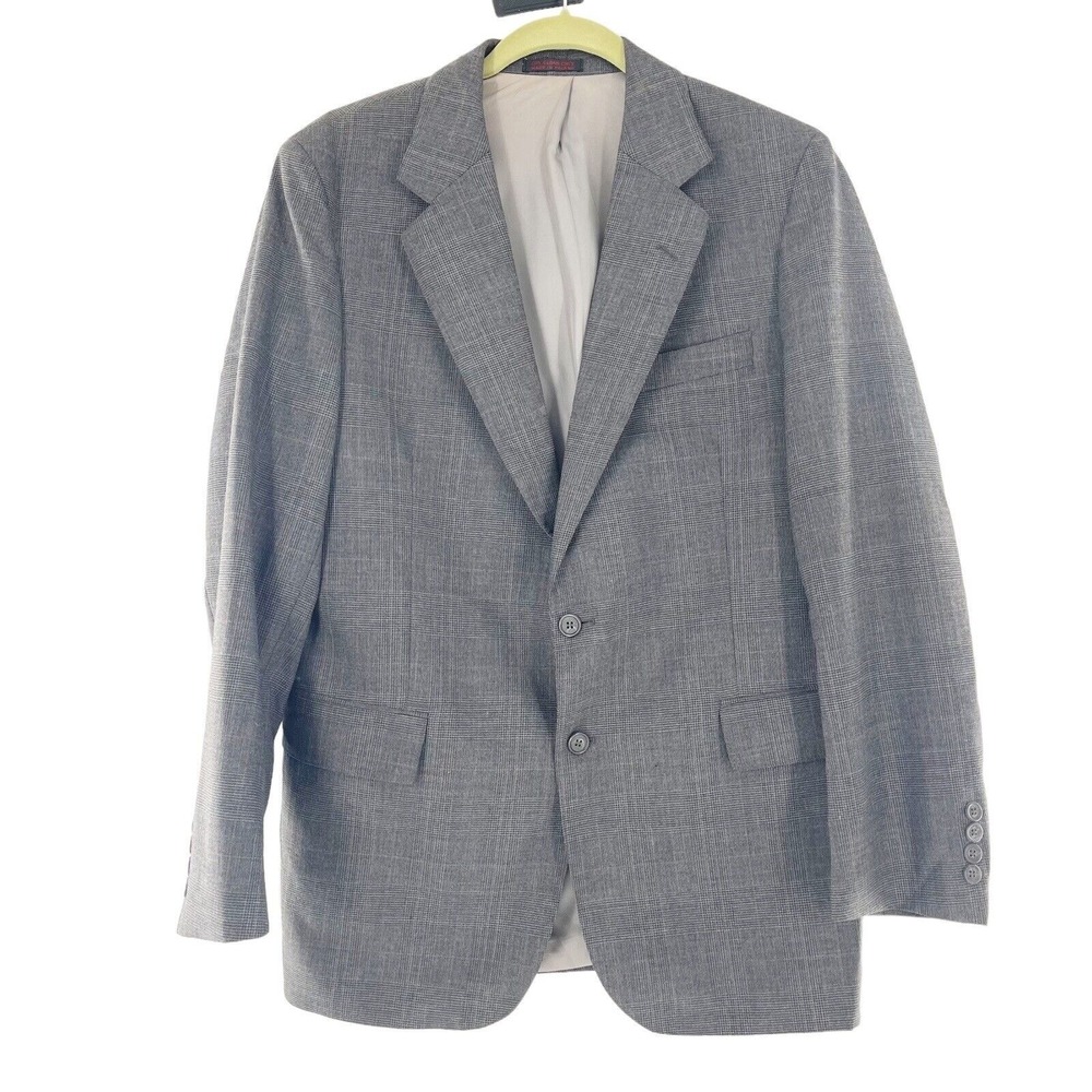 English Manor Gray Plaid Mens Blazer Jacket R40‎ Wool Blend Poland Jacket Coat